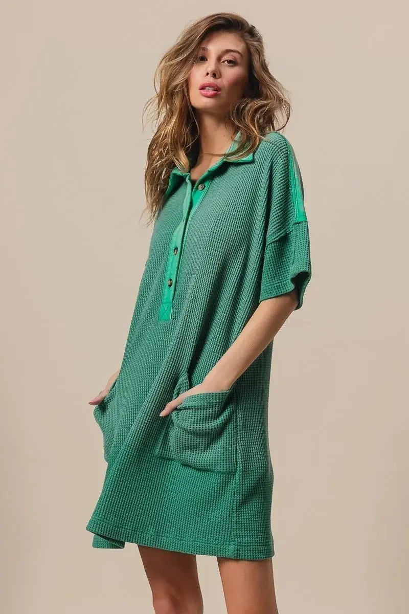 BiBi Dip Dye Mineral Washed Knit Dress for Casual Style - Love Salve